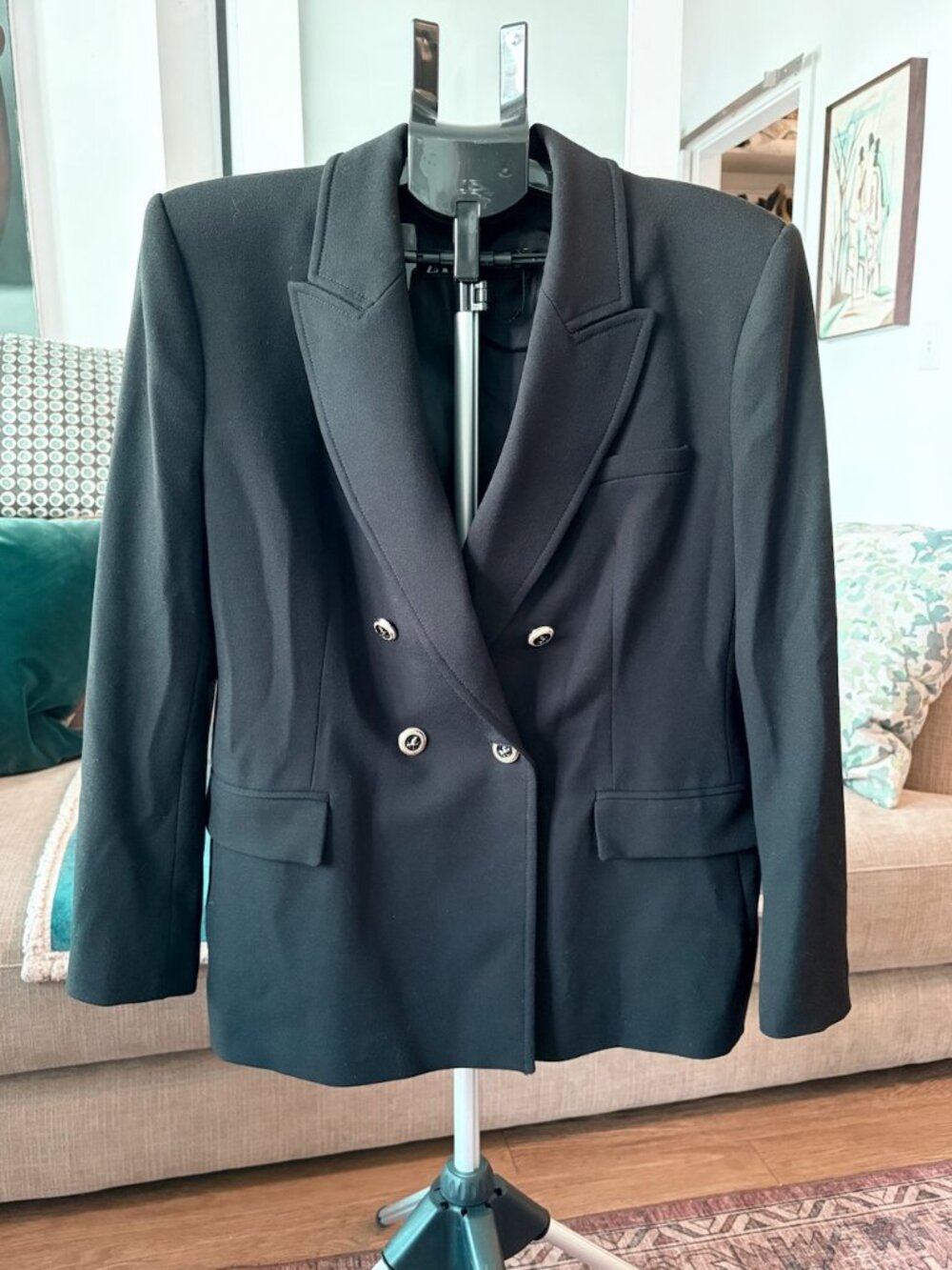 Zara black double-breasted blazer - XL